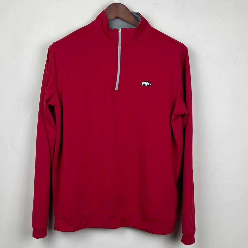 Peter Millar Arkansas Razorbacks Quarter Zip Size M Red Sporty Athleisure Layer